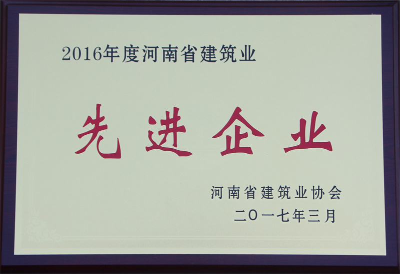 2016年度河南省建筑业先进企业